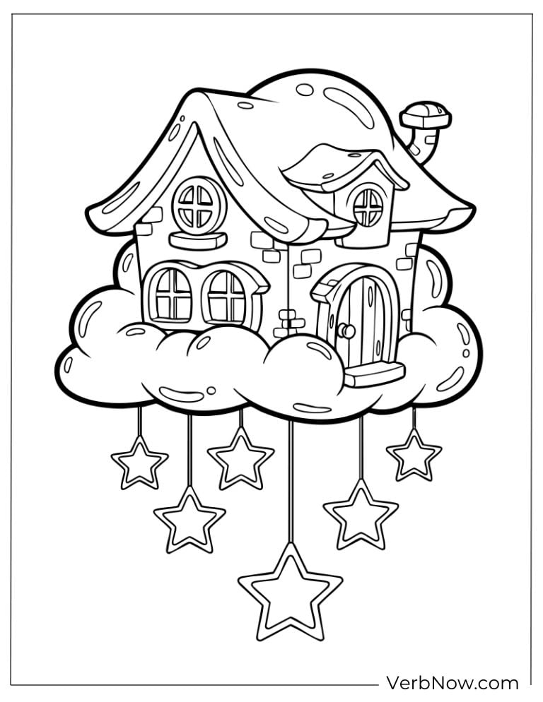 Dreamy cloud house decorated with stars