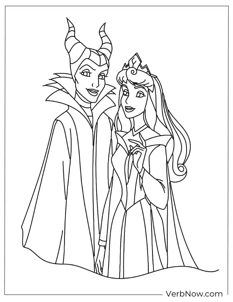 Maleficent standing beside Princess Aurora