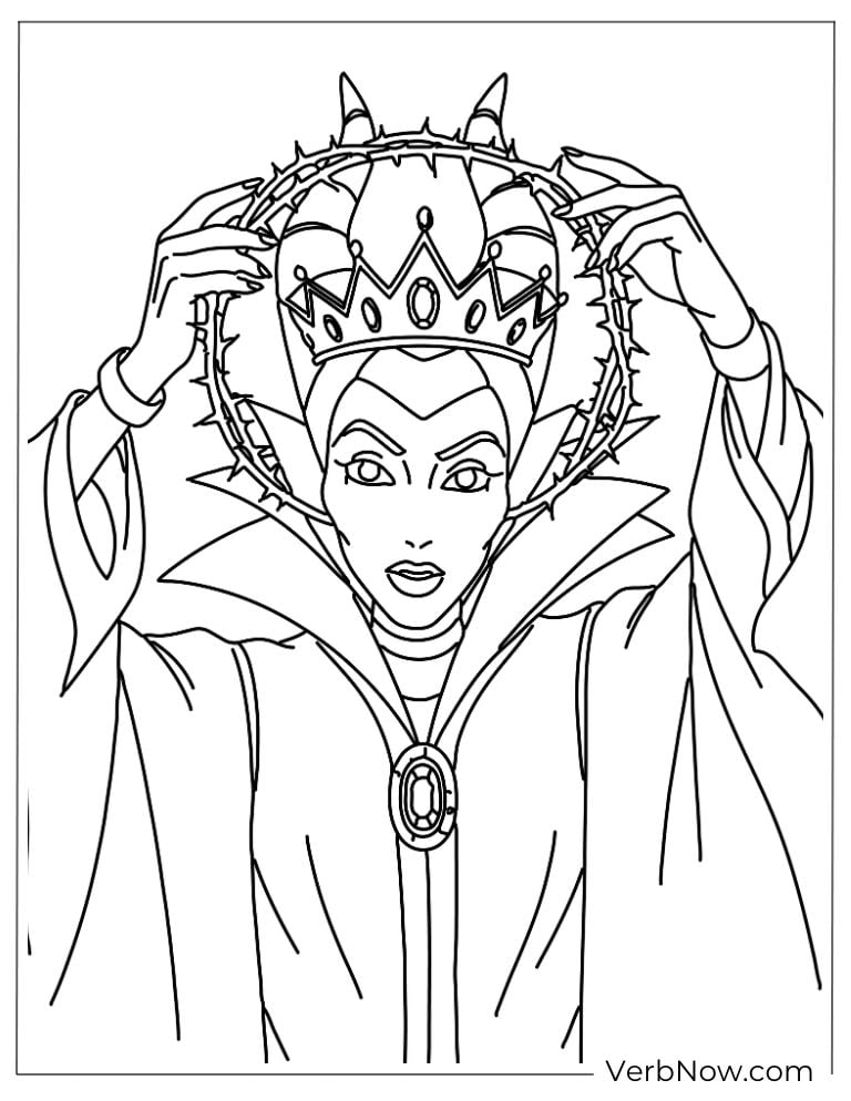 Maleficent placing a crown on her head