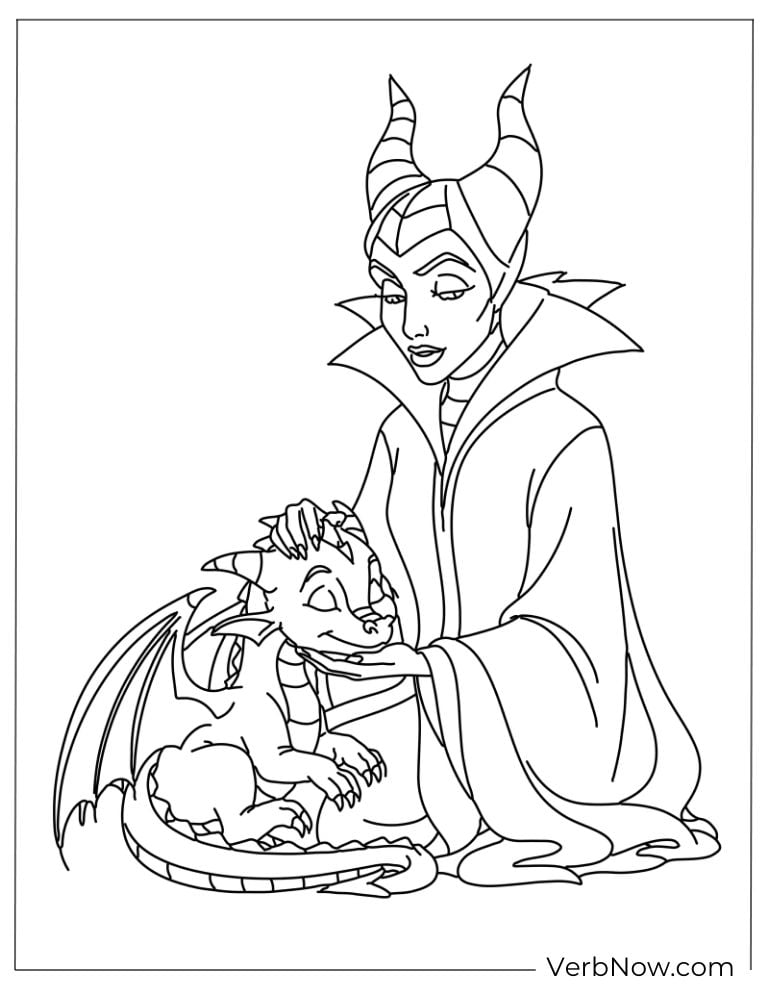 Maleficent caring for a small dragon