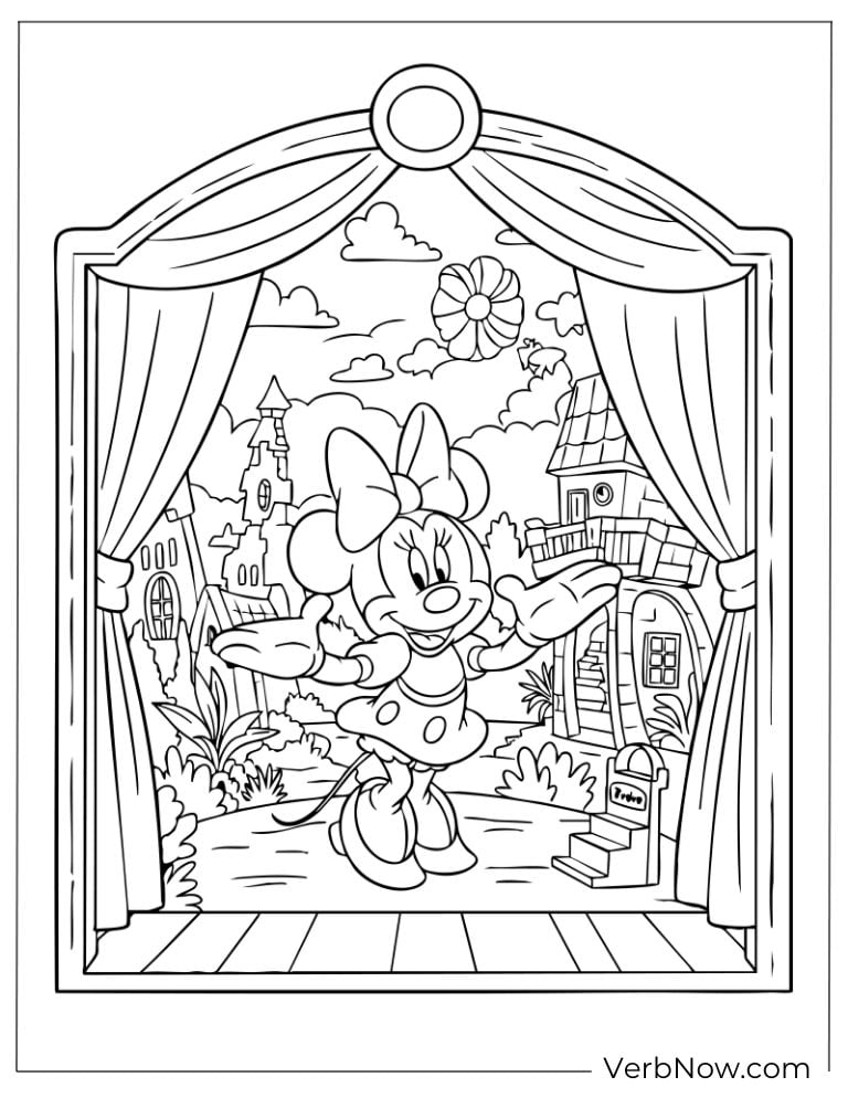 Minnie performing happily on a theater stage