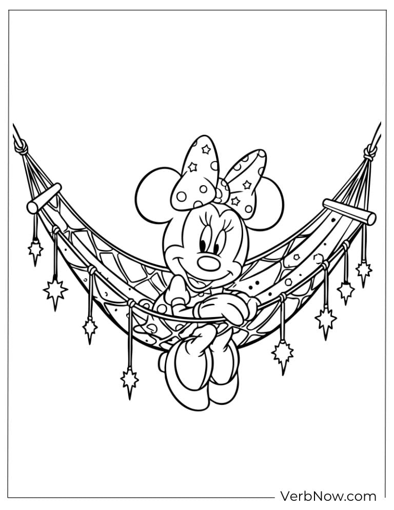 Minnie relaxing in a decorated hammock