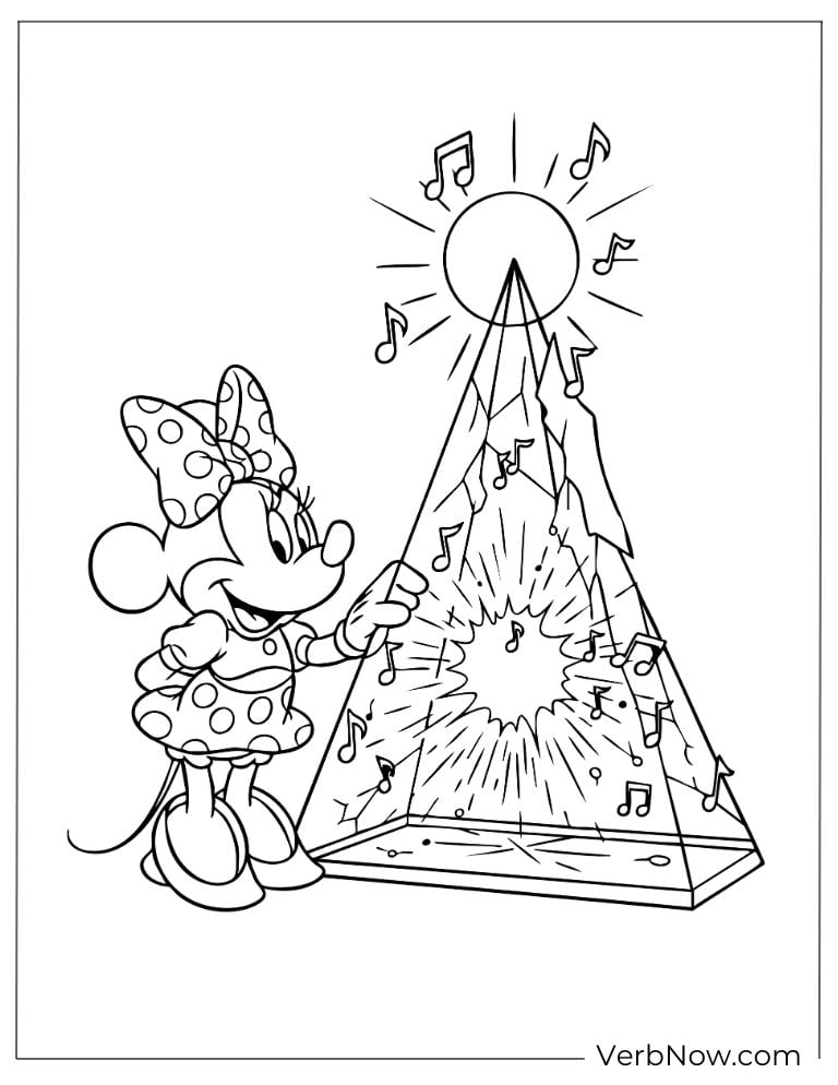 Minnie touching a glowing pyramid with music notes