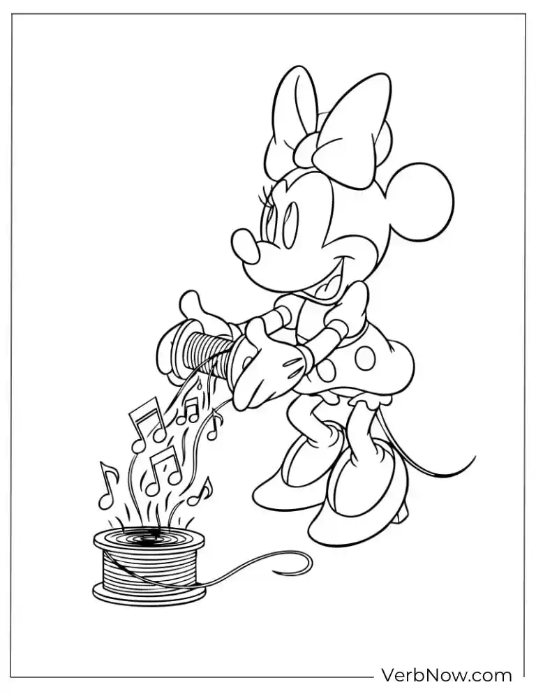Minnie pouring magical music from a teapot