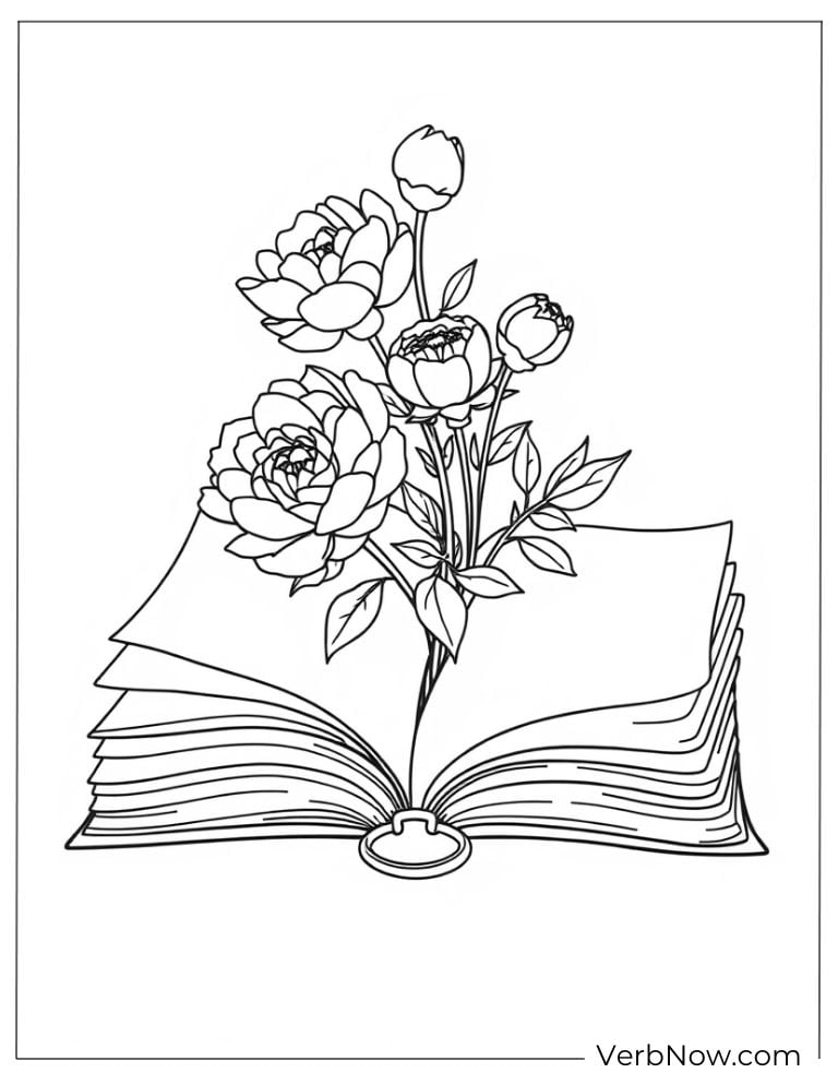 Open book with flowers growing from its pages