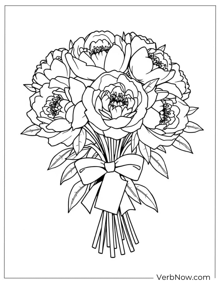 Peony bouquet tied with a bow