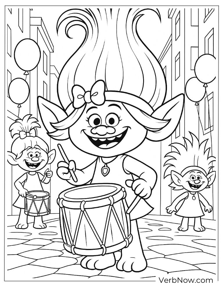 Poppy playing a drum in a parade