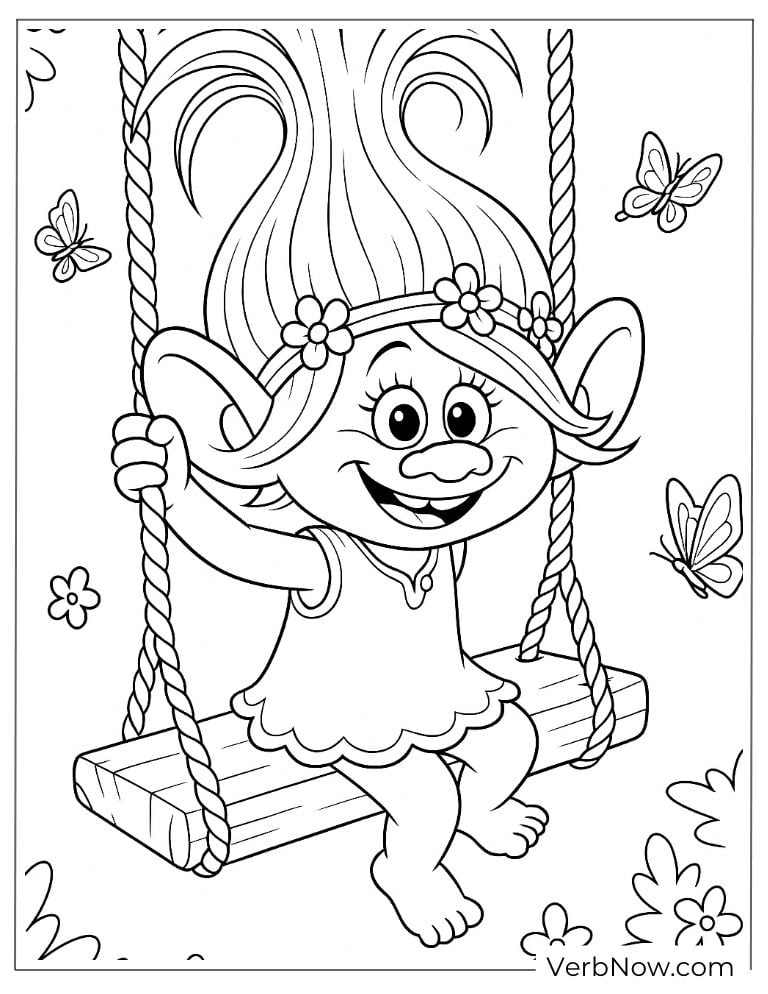 Poppy swinging outdoors with butterflies