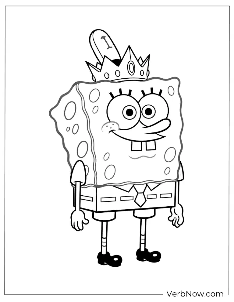 SpongeBob wearing a crown with a big smile