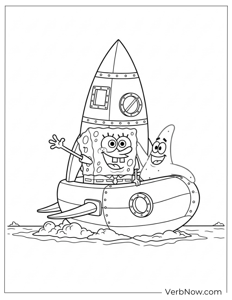 SpongeBob and Patrick inside a rocket submarine