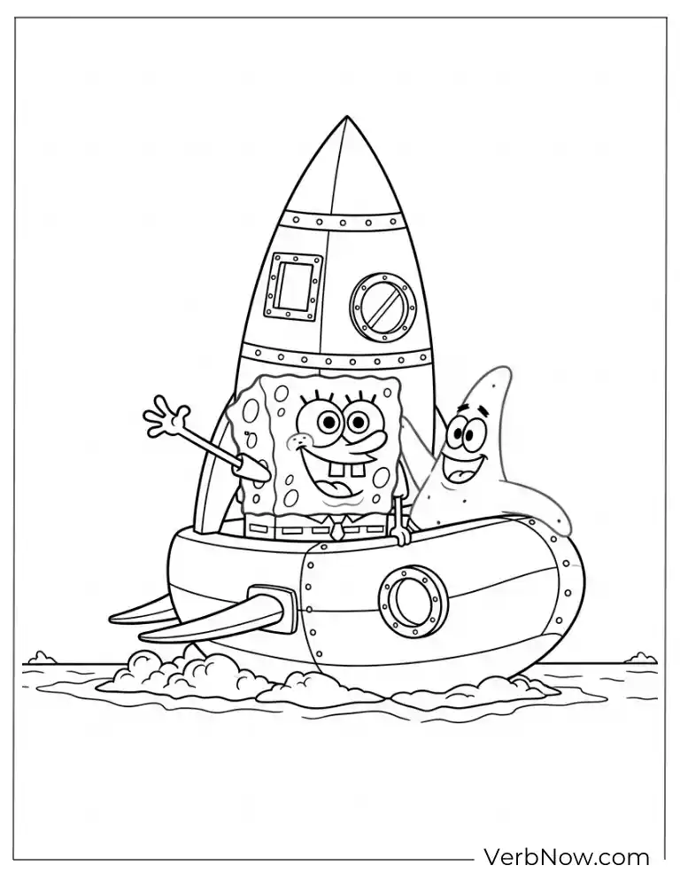 SpongeBob and Patrick inside a rocket submarine