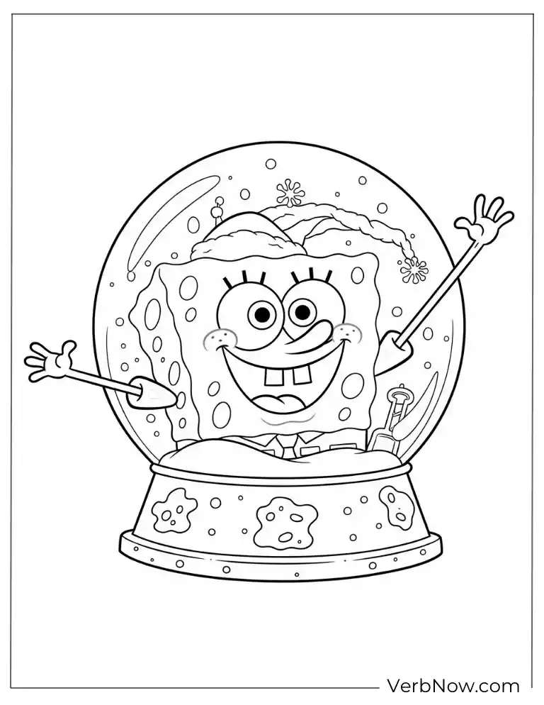 SpongeBob inside a snow globe waving happily