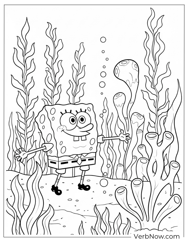 SpongeBob exploring underwater coral reefs