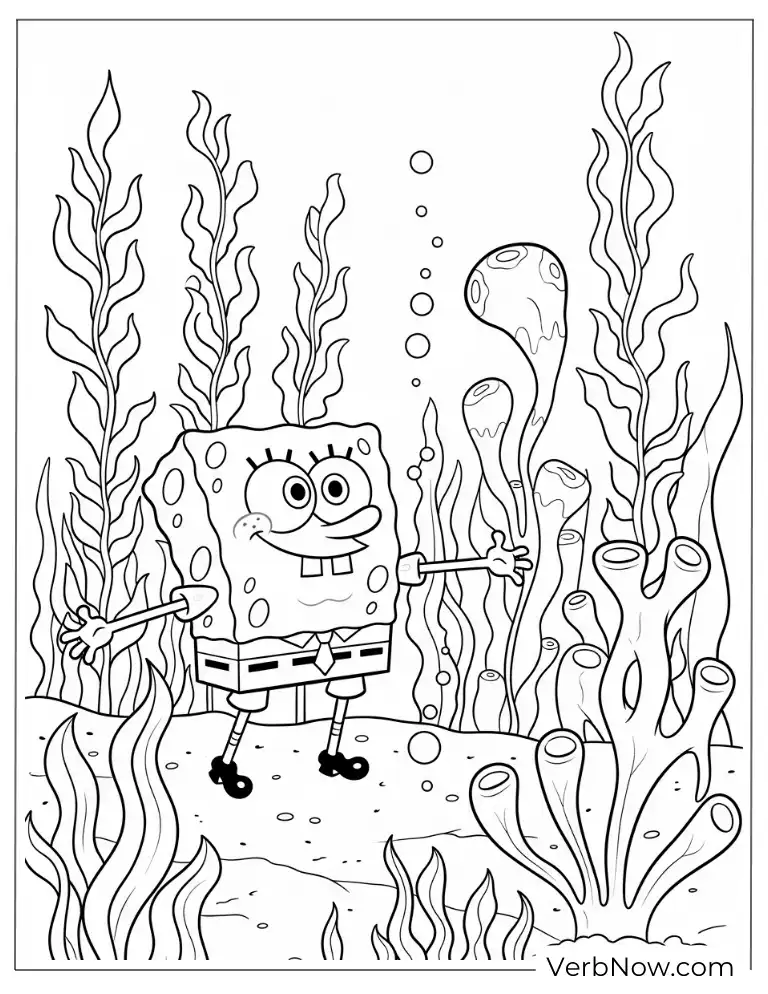 SpongeBob exploring underwater coral reefs