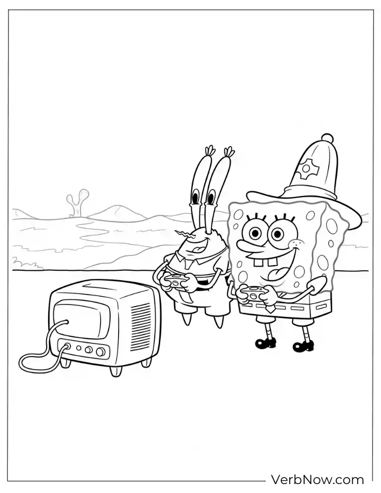 SpongeBob and Mr. Krabs watching TV together