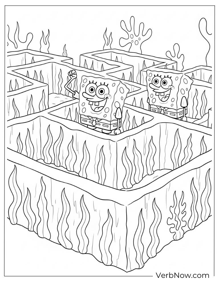 SpongeBob running through an underwater maze