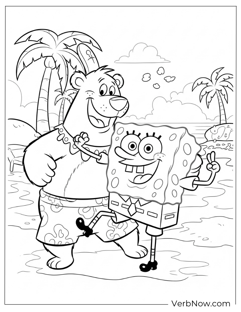SpongeBob and friend enjoying a day at the beach