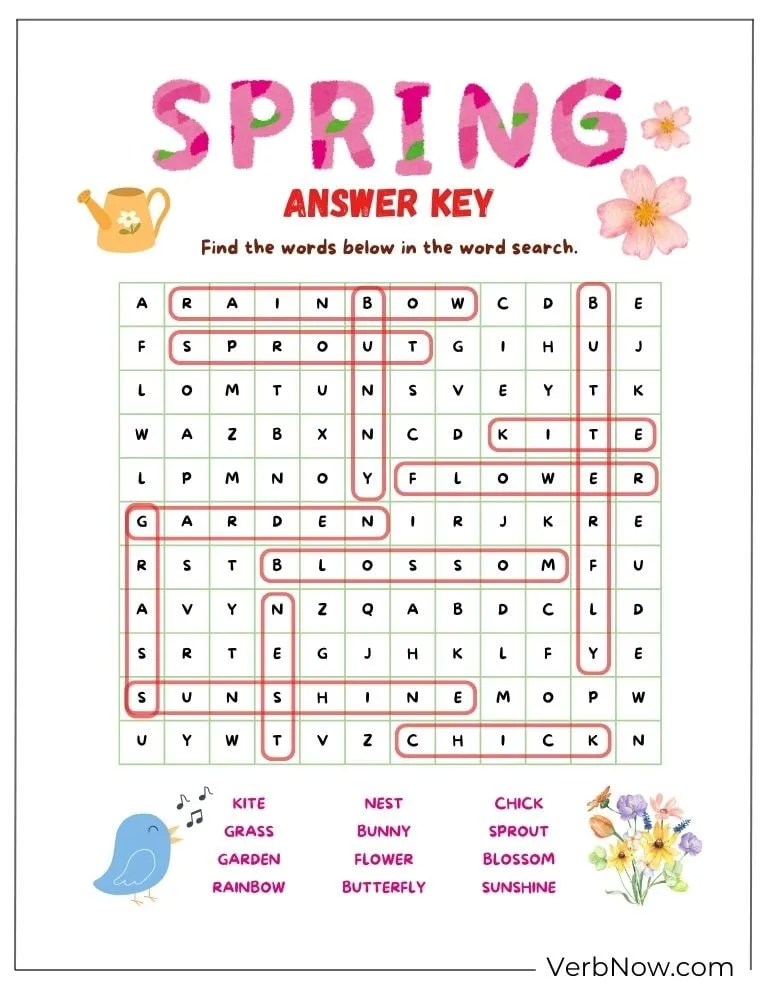 10+ Free Spring Word Puzzles to Welcome the Season (Printable PDF) Colorful spring word search with solutions.