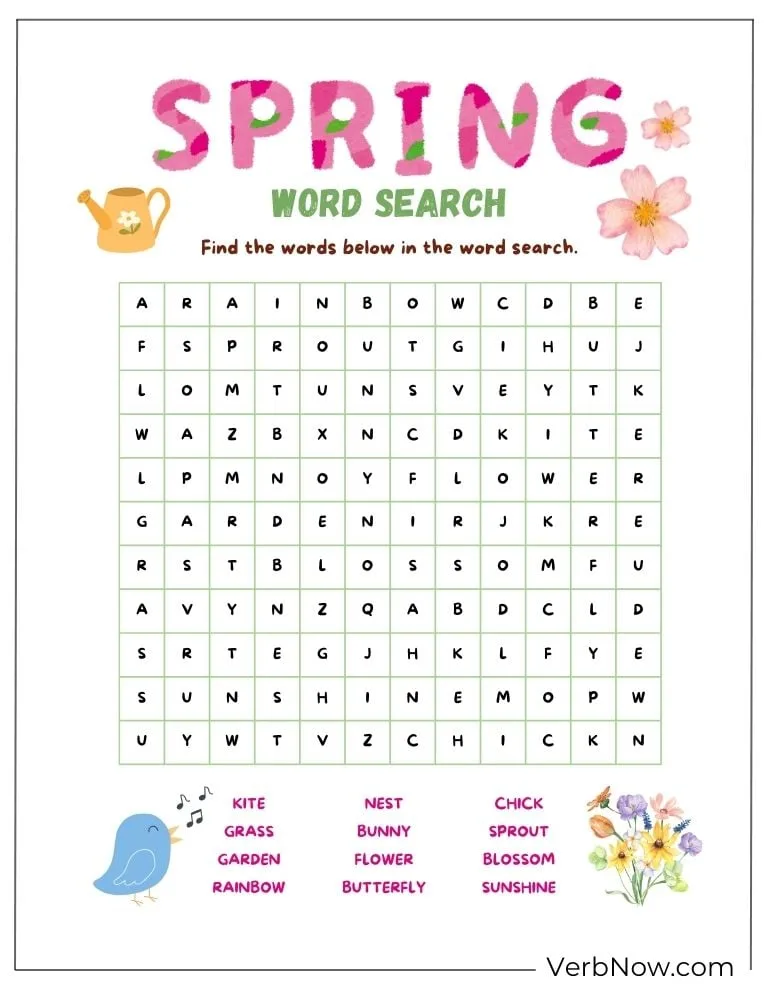 10+ Free Spring Word Puzzles to Welcome the Season (Printable PDF) Easy spring word search puzzle to download.