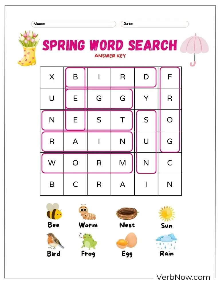 10+ Free Spring Word Puzzles to Welcome the Season (Printable PDF) Spring word search with pictures and answers.