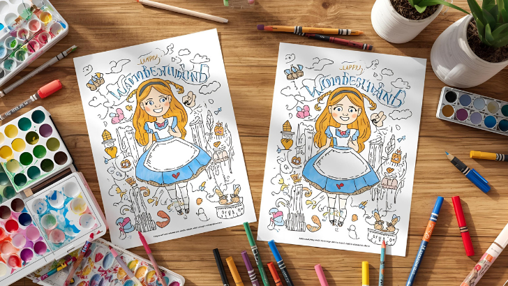 free alice in wonderland coloring pages