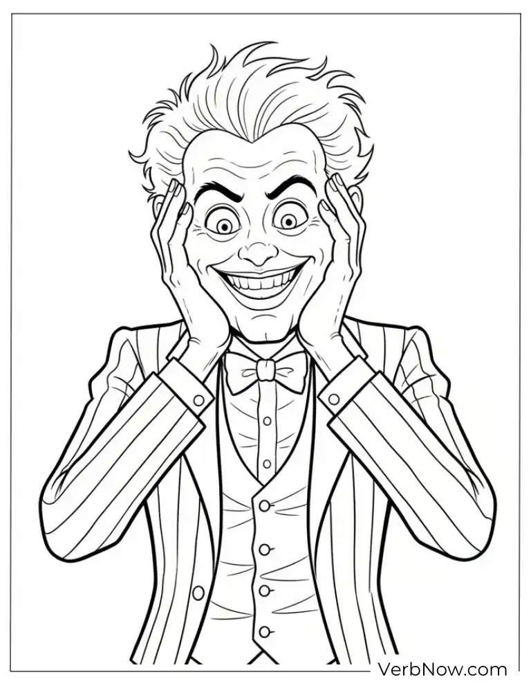 Beetlejuice smiling widely with a mischievous expression