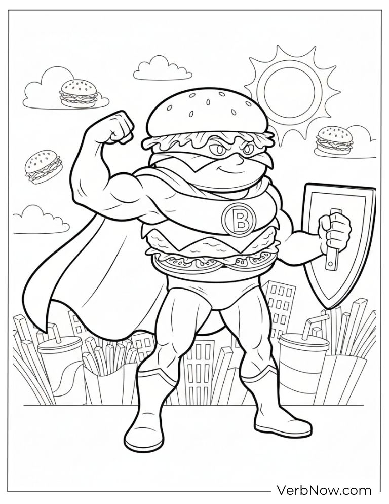 Superhero burger showing off strength and courage