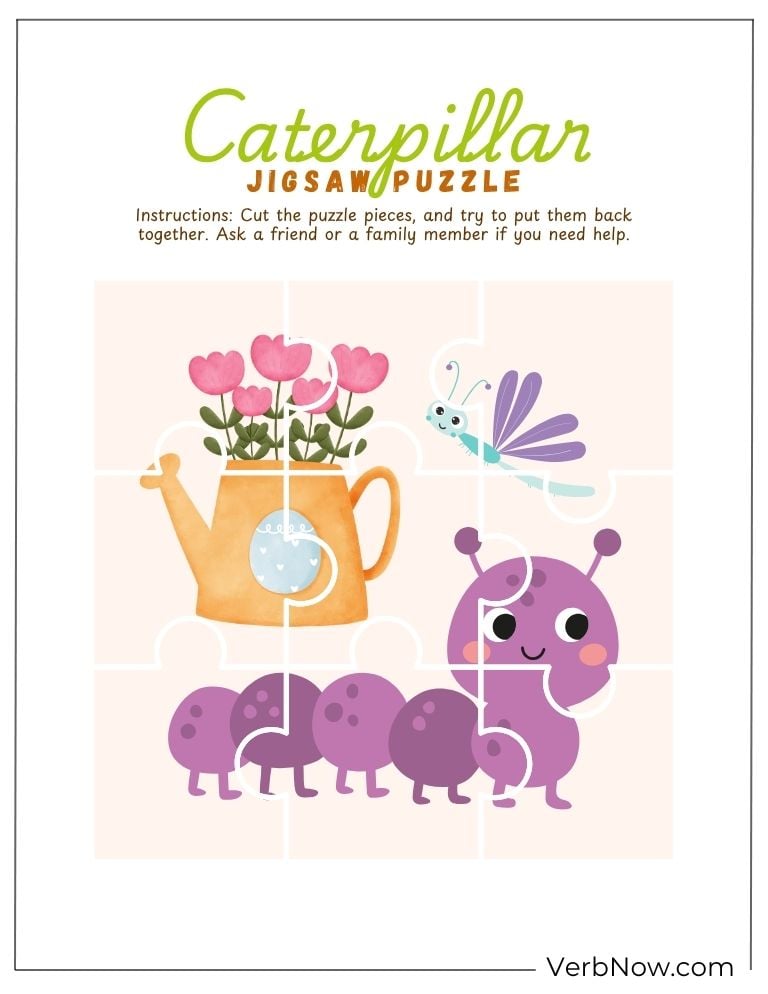 10+ Free Caterpillar Puzzles For Fun (100% Printable PDF) Caterpillar Jigsaw Puzzle Printable for Kids