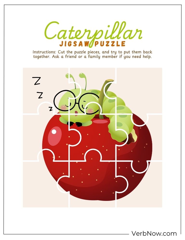10+ Free Caterpillar Puzzles For Fun (100% Printable PDF) Caterpillar Apple Jigsaw Puzzle Kids Activity
