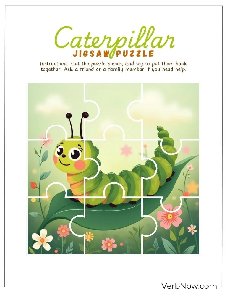 10+ Free Caterpillar Puzzles For Fun (100% Printable PDF) Cute Caterpillar Jigsaw Puzzle Printable for Kids