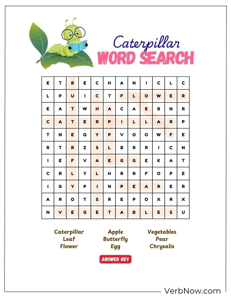 10+ Free Caterpillar Puzzles For Fun (100% Printable PDF) Caterpillar Word Search Puzzle Worksheet