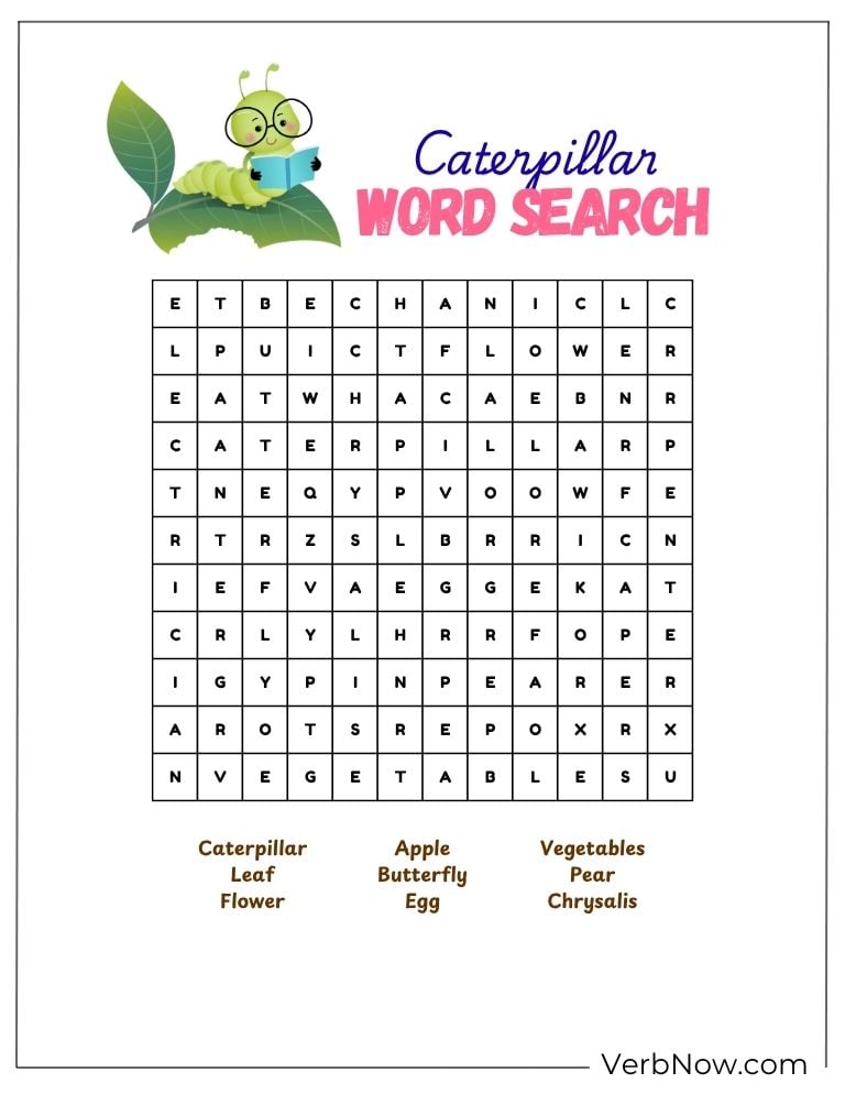 10+ Free Caterpillar Puzzles For Fun (100% Printable PDF) Caterpillar Word Search Puzzle Printable Activity