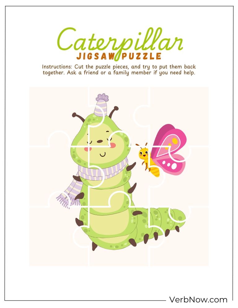 10+ Free Caterpillar Puzzles For Fun (100% Printable PDF) Cute Caterpillar Jigsaw Puzzle Printable for Kids