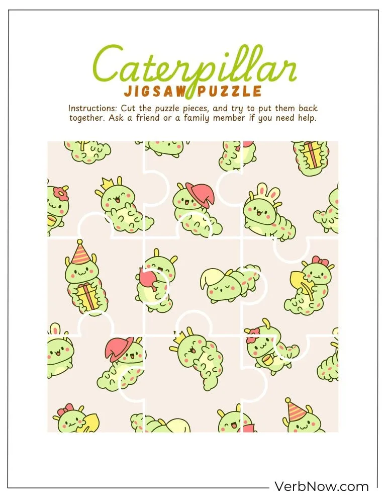 10+ Free Caterpillar Puzzles For Fun (100% Printable PDF) Cute Caterpillar Jigsaw Puzzle Printable Activity