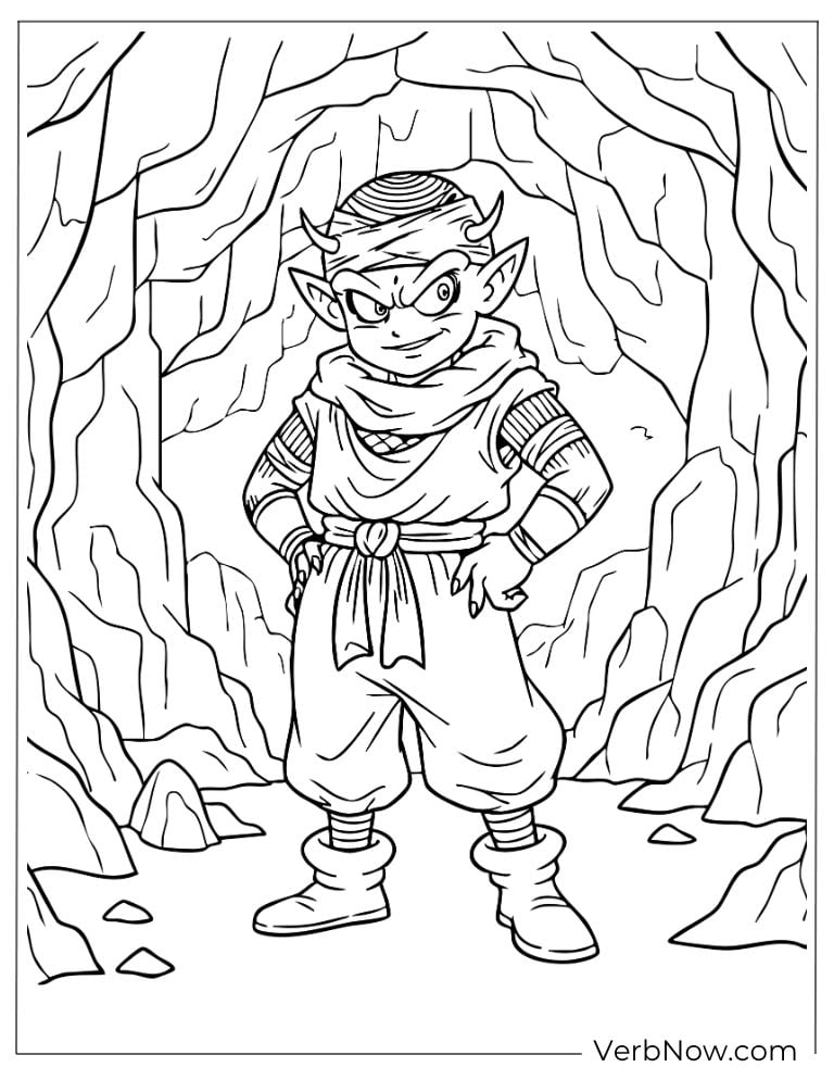 Piccolo standing strong inside a rocky cave