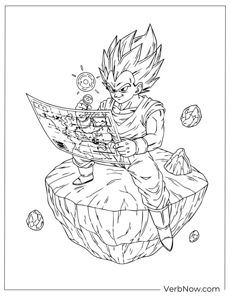 Vegeta studying a galactic map with focus