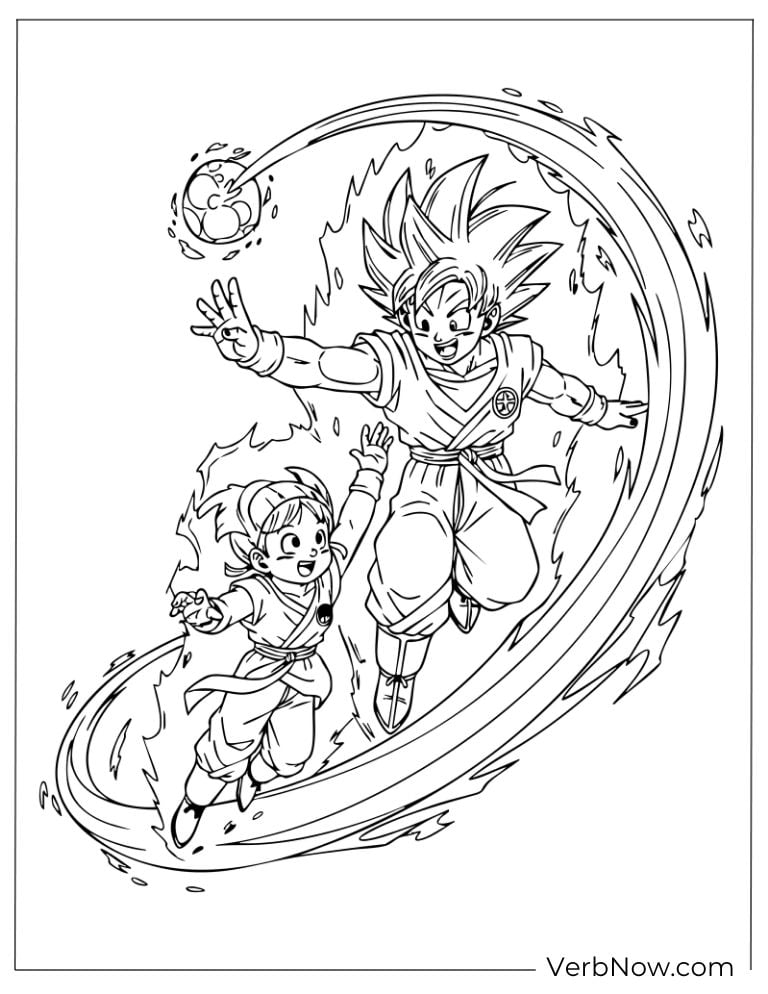 Goku and Gohan teaming up for a powerful energy attack