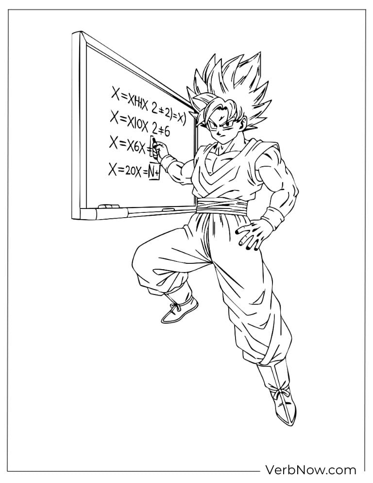 Goku teaching math in a funny classroom scene