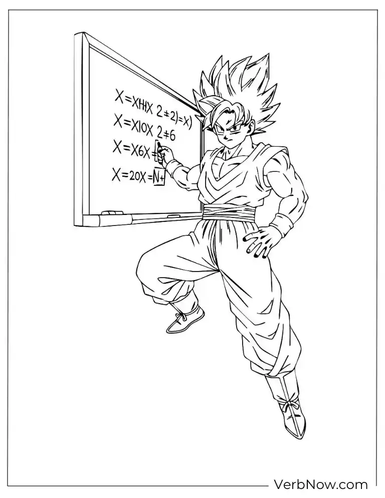 22 Free Dragon Ball Z Coloring Pages (Printable PDF) Goku teaching math in a funny classroom scene