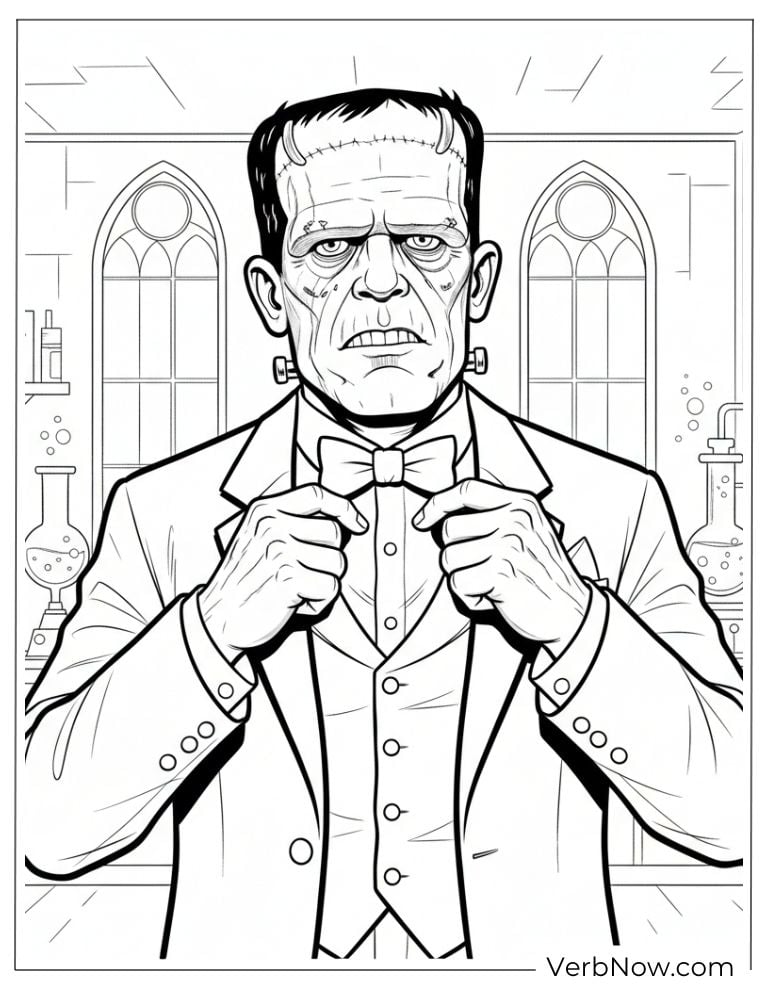 Frankenstein Monster in Suit Coloring Page