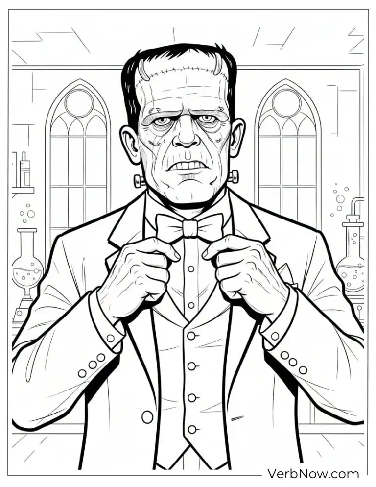 22 Fun Frankenstein Coloring Pages (Printable PDF) Frankenstein Monster in Suit Coloring Page