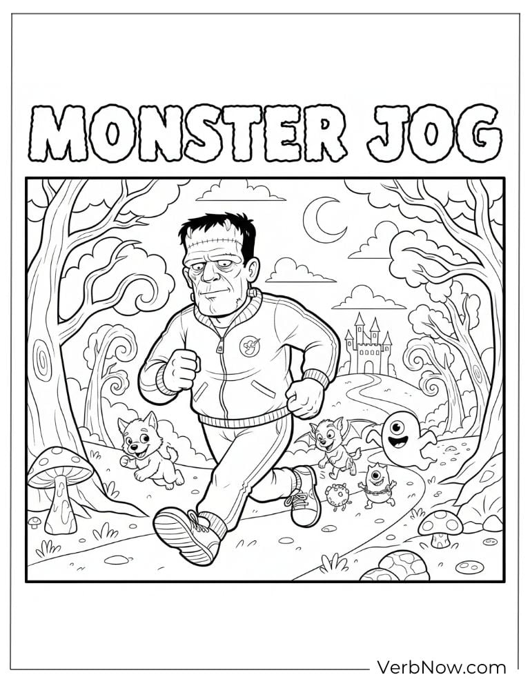 Frankenstein Monster Jogging Coloring Page