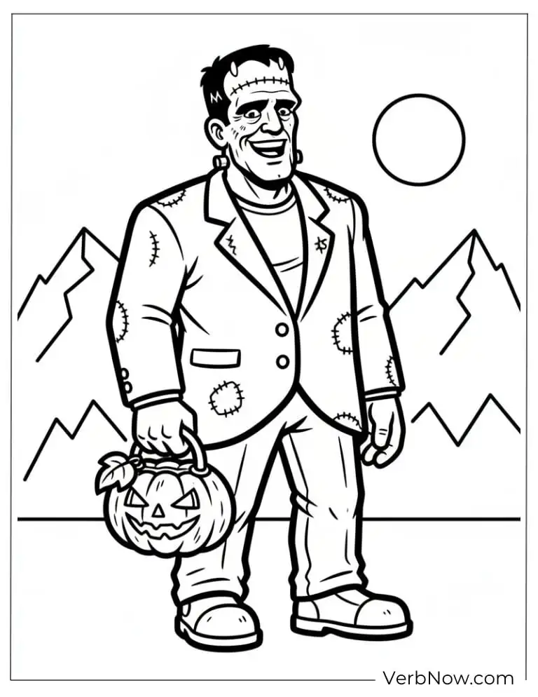 22 Fun Frankenstein Coloring Pages (Printable PDF) Frankenstein Monster Halloween Coloring Sheet