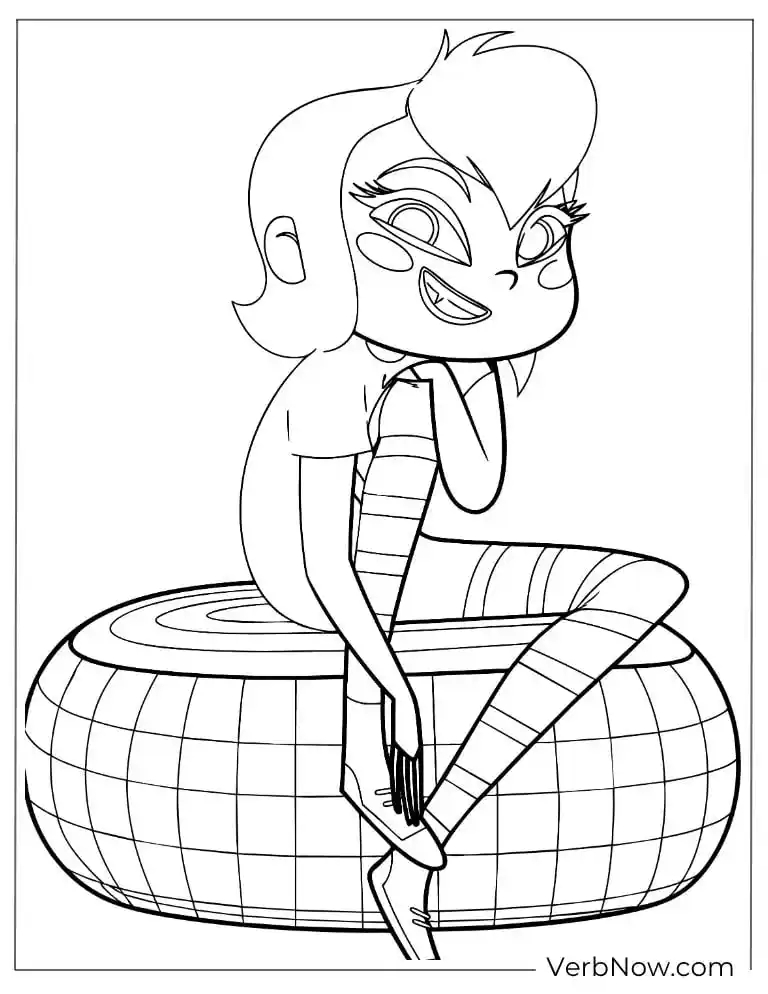 22 Free Hotel Transylvania Coloring Pages (Printable PDF) Mavis relaxing and smiling while sitting on a tire