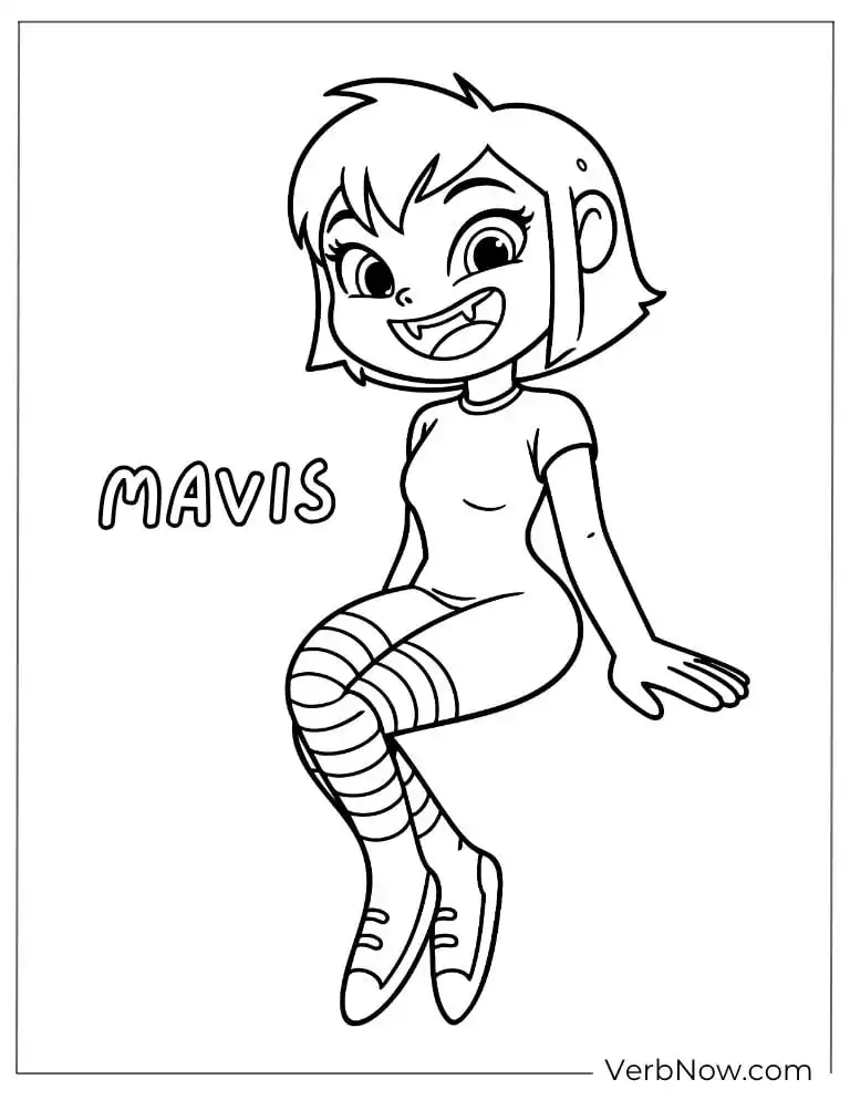 22 Free Hotel Transylvania Coloring Pages (Printable PDF) Mavis sitting playfully with striped leggings