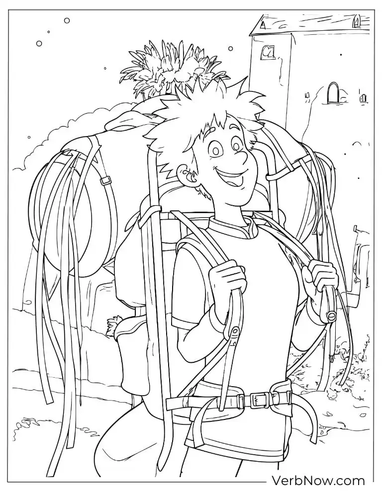 22 Free Hotel Transylvania Coloring Pages (Printable PDF) Johnny hiking with a large backpack and happy smile