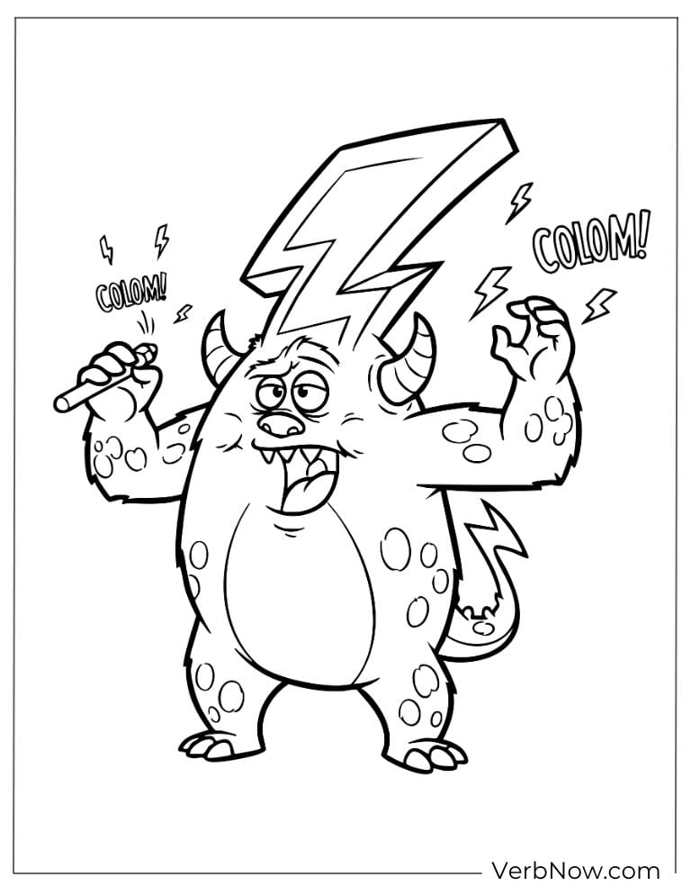 Energetic monster charging up with lightning power