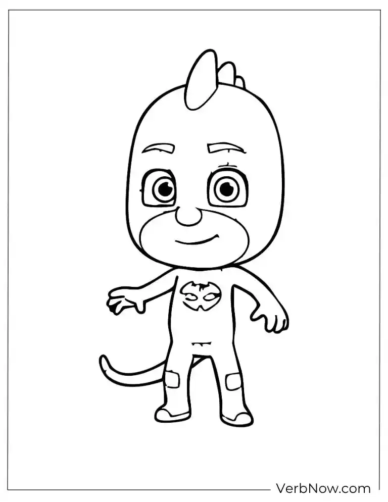 Gekko standing proudly in his superhero outfit