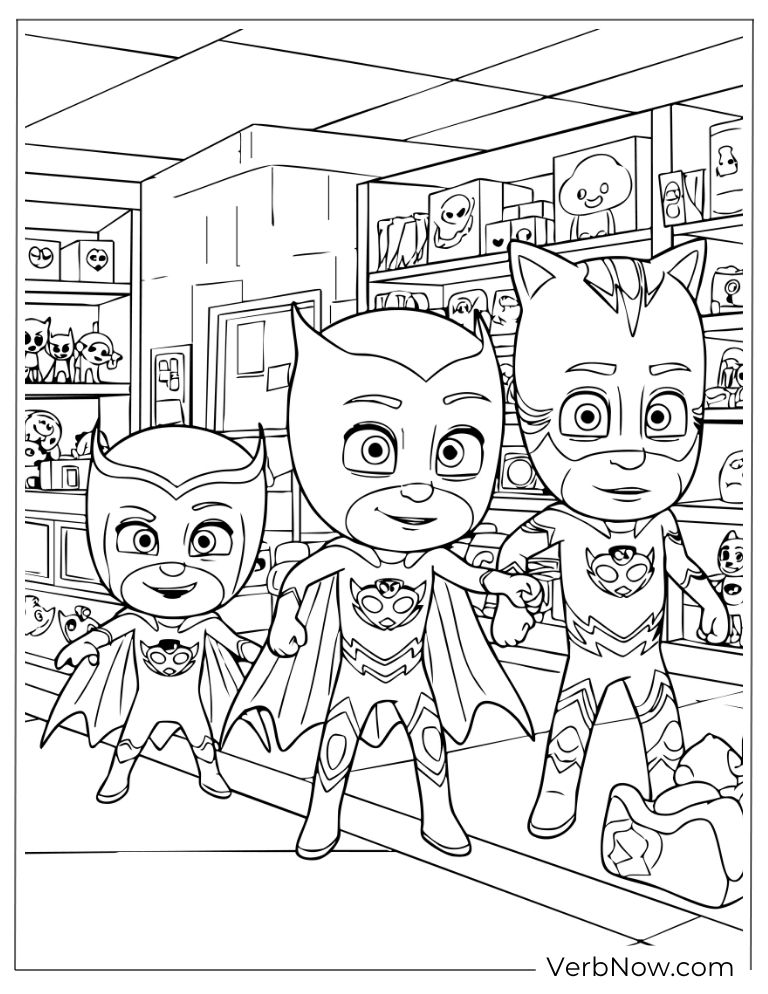 The PJ Masks team posing proudly inside their headquarters