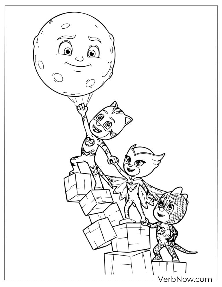The heroes stacking boxes high to reach the smiling moon
